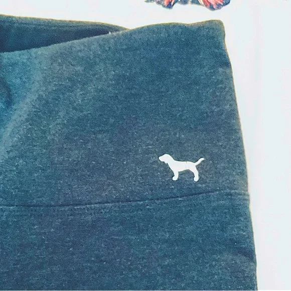 PINK by VS XS leggings Dark Gray Burgundy White fishnet & hidden pockets EUC - Picture 6 of 7